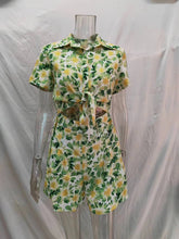 Vacation Floral Short Sleeve Tie Rompers